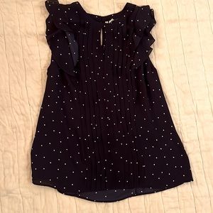 Navy blue white dot blouse